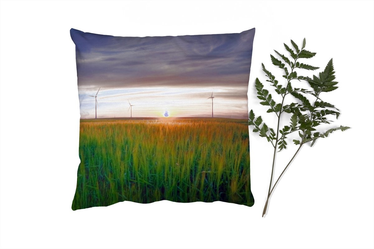 Sierkussen met Windmolen, Zon en Gras ontwerp - 45 x 45 cm