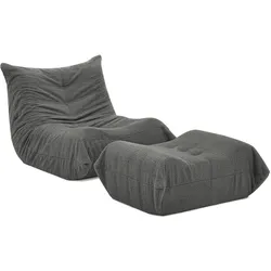 LAZY SOFA Teddyfell Optik mit Hocker weich & ergonomisch