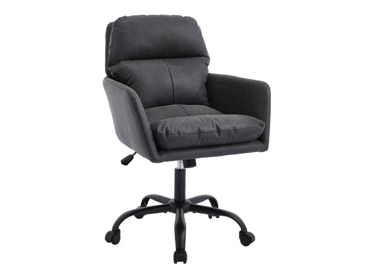 Shopentra Drehstühle Kunstleder PU höhenverstellbar Schwarz, Metall, 60.5x102x71.58 cm, Büromöbel, Bürostühle, Drehstühle