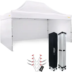 BRIMO Faltpavillons Partyzelt 3x4,5 m - mit 3 Wänden - Weiß