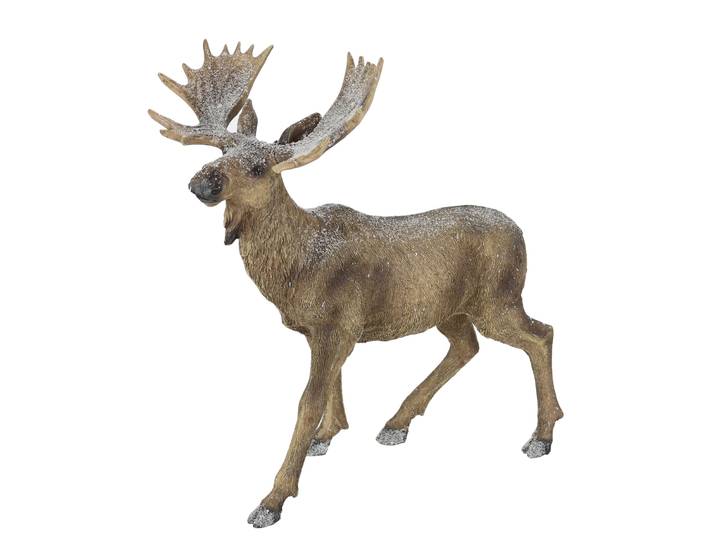 Tierfigur I.GE.A. Elch Figur beschneit , beige (natur), B:16cm H:21cm, Polyresin, Dekofiguren, Tierfigur, Rentier Dekofiguren Skulptur Weihnachtsfigur Weihnachtsdeko Waldtier