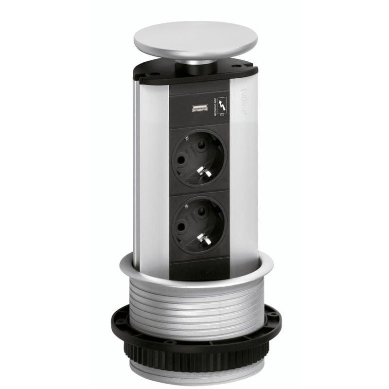 Naber EVOLINE Wandcontactdoos met 2 Schuko-stopcontacten en 1 USB-aansluiting type A