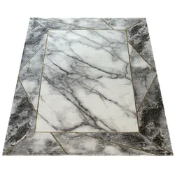 KADIMA DESIGN Teppich Kurzflor Marmoroptik Wohnzimmer schmutzabweisend Gold Rechteckig 80x150 | 65% Polypropylen, 35% Polyester | Florhöhe: 11 mm