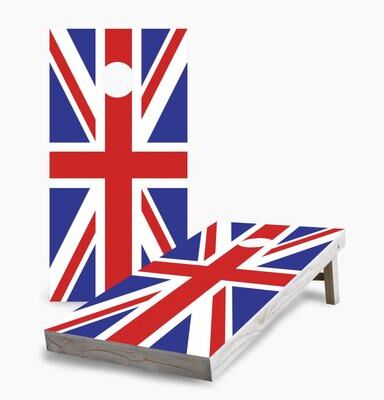 Skip's Garage British Flag Cornhole Boards