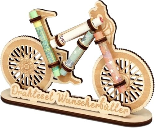 Creatieve houten fiets decoratie en spaarpot als verjaardagscadeau voor volwassenen