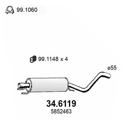 ASSO Mittelschalldämpfer 346119 für Vaughall