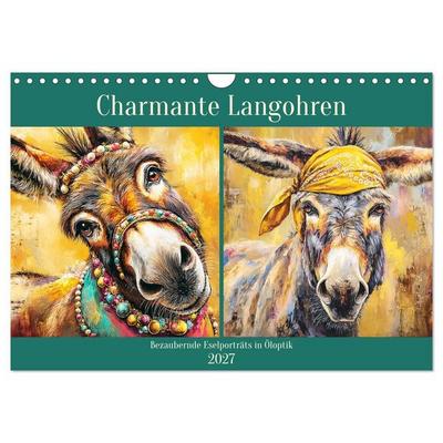 Charmante Langohren. Bezaubernde Eselporträts in Öloptik (Wandkalender 2027 DIN A4 quer), CALVENDO Monatskalender
