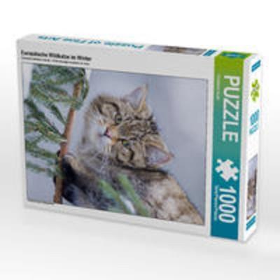 CALVENDO Puzzle Europäische Wildkatze im Winter 1000 Teile Lege-Größe 48 x 64 cm Foto-Puzzle Bild von Christina Krutz