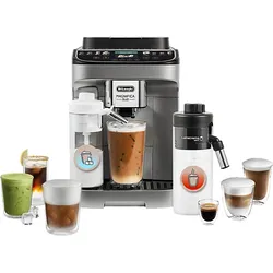 DELONGHI Magnifica Duo ECAM330.80.TXB - 20 kalte & heiße Kaffeerezepte inkl. Cold Brew, 2 LatteCrema Karaffen (Hot Cold), 2.4 Zoll Farb-TFT-Display, Kaffeevollautomat Titan