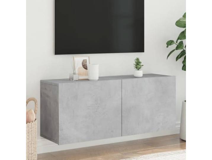 HEFZGDB TV-Wandschrank Betongrau 100x30x41 cm mit reichlich Stauraum, langlebigem Holzwerkstoff und praktischem Design für optimale Organisation und Wandmontage.