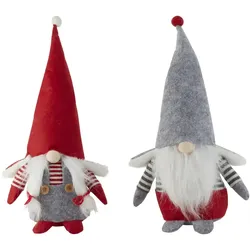 HOME STORY Weihnachtswichtel  sortiert   , rot , Polyester,Sand,Holzwerkstoff , Maße (cm): B: 14 H: 40