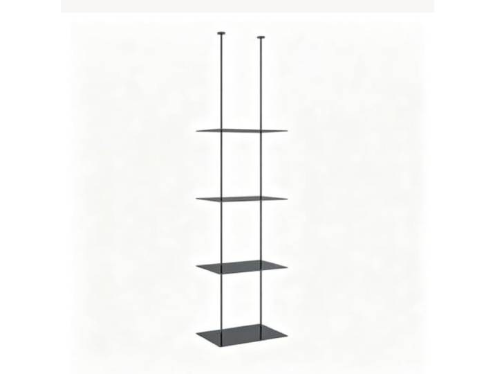 Deckenregal Schweberegale aus Eisen Weinregal Deckenaufbewahrungsregal Deckenregal für Bar, Schlafzimmer oder Küche – Pflanzenständer(Schwarz,4-Tier/40x25x155cm)
