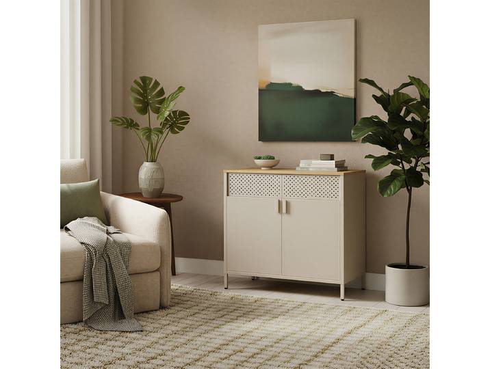 Commode Vondjo - 80 cm 80 x 76 x 40cm Beige/Cachemire
