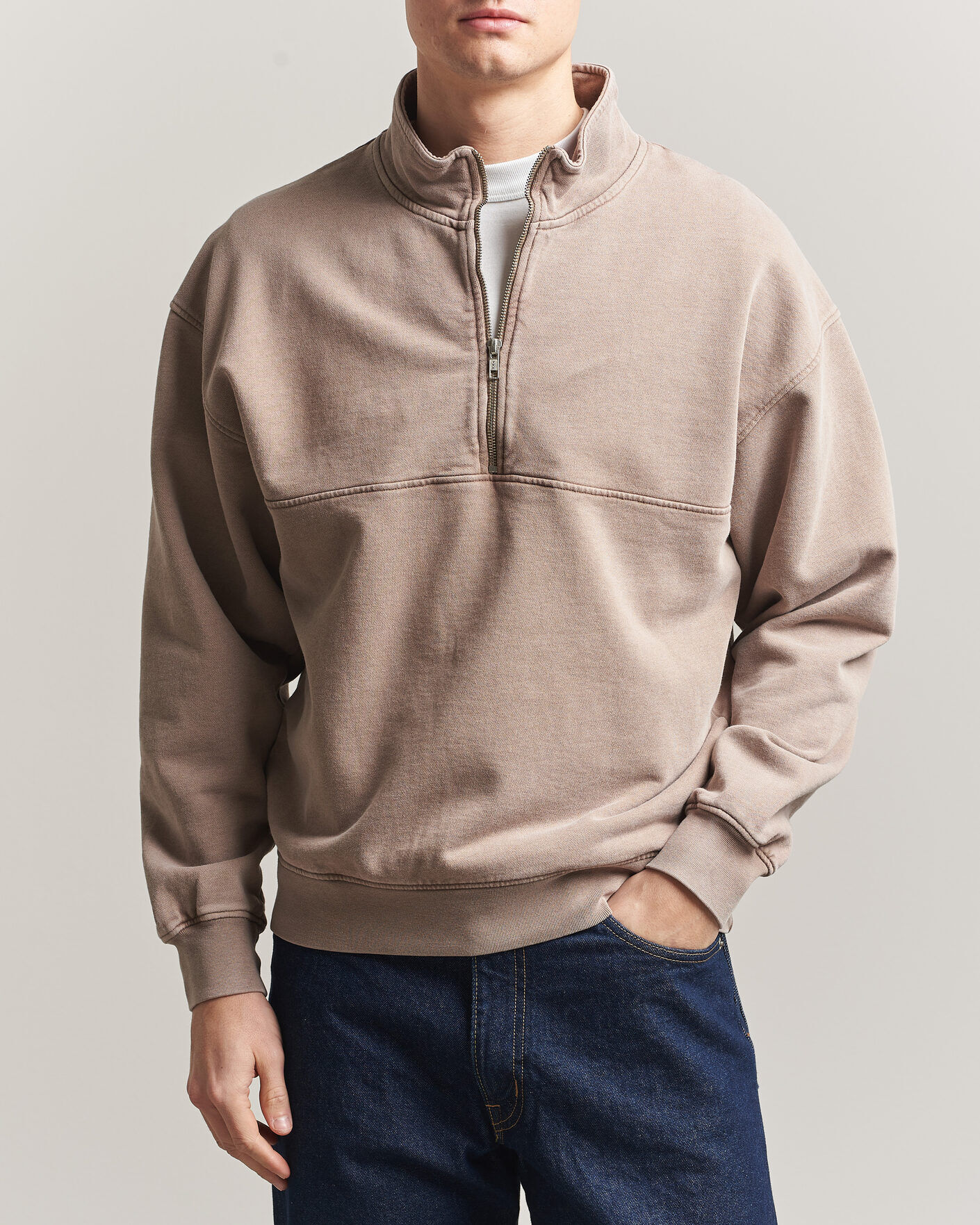 Colorful Standard Classic Organic Half-Zip Faded Khaki men XXL Beige