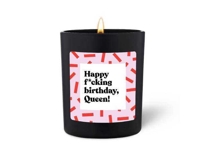 Duftkerze Schwarz Flowery Happy fcking birthday Queen