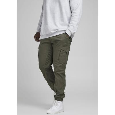 Cargohose "PAUL FLAKE", Herren, Gr. 50 (8XL), Länge 32, grün (olive night), Web, Obermaterial: 98% Baumwolle, 2% Elasthan, JACK & JONES PLUSSIZE, unifarben, bequem normal, Hosen Cargohose
