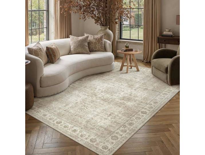 Tapis - GENERIQUE - À fleur - 170x120 cm - Beige - Vintage
