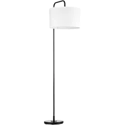 HOMCOM Stehlampe Wohnzimmer Stehleuchte mit Stoff-Lampenschirm, Fußschalter, Weiß