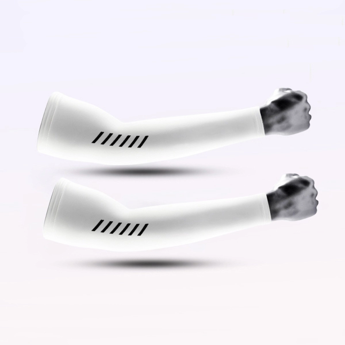 INF Cooling Ice Silk Armstulpen - Atmungsaktiver UV-Schutz, Rutschfestes Schnelltrocknen, Leichter Sonnenschutz (Pack 2) L Weiß