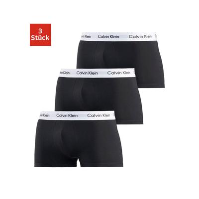Trunk "Low Rise Trunk 3 PACK", Herren, Gr. L (7), 3 Stk., schwarz, Obermaterial: 95% Baumwolle, 5% Elasthan, CALVIN KLEIN UNDERWEAR, Unterhosen, mit weißem Webbund
