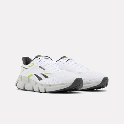 Laufschuh REEBOK "ZIG DYNAMICA 6", Herren, Gr. 42,5, weiß (weiß, grau), Synthetik, Textil, Schuhe Laufschuh, mit reaktionsfreudiger Dämpfung und flexibler Sohle