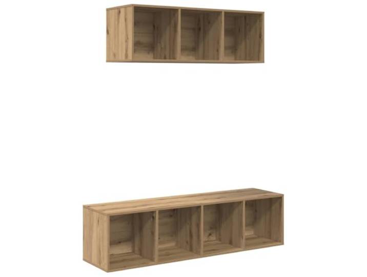 KGFHERENB Wand-TV-Schrank Set 2-teilig, Artisan-Eiche Holzwerkstoff Schafft wertvollen Bodenraum im Wohnzimmer: Elegante Hängeaufbewahrung mit 7 Regalböden für Receiver, Bücher und Deko.