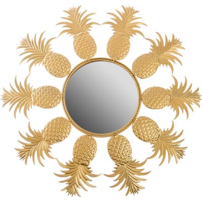 Dekospiegel "Annama", gold (goldfarben), B:50cm H:50cm T:2cm, MYFLAIR MÖBEL & ACCESSOIRES, Spiegel, Wandspiegel, gold, Landhaus, rund, Rahmen aus Metall, Blütenform