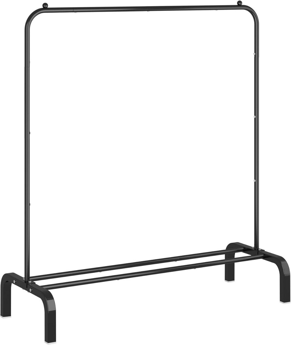 Stevig metalen kledingrek met onderste plank in zwart voor jassen, shirts en schoenen
