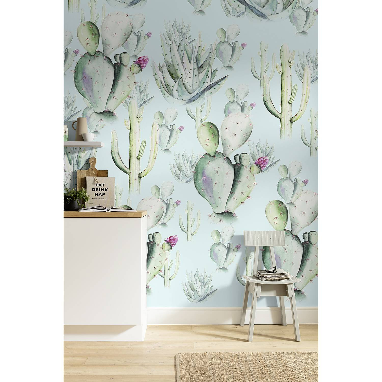 home24 Fotobehang Cactus Blue Mural