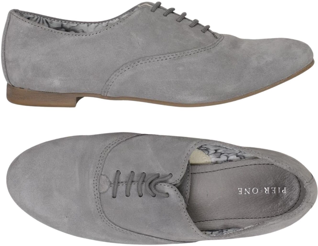 pier one Damen Halbschuh, Grau, Gr. EU 37, Leder - Second Hand
