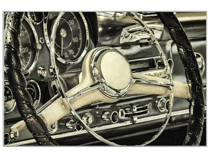 Bild mit Rahmen Oldtimer Lenkrad image LAND