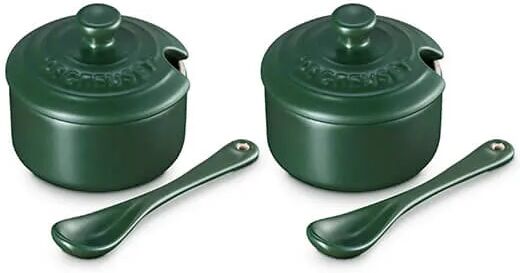 Le Creuset Stoneware Serenity Matte Forêt Set of 2 Condiment Pots