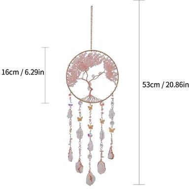 Inspired Living Agate Dream Catcher Crystal Wall Hanging Moon Sun Star Boho Decor qingcheng Love