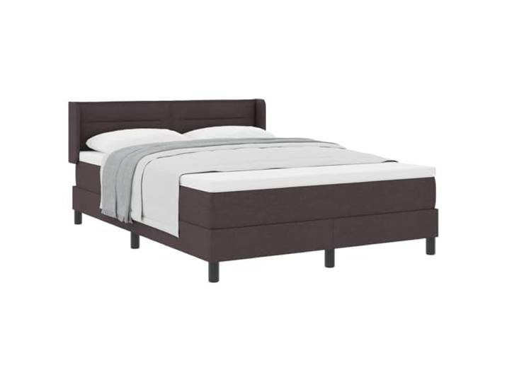 Boxspringbett mit Kopfteil dunkelbraun 200 x 140 cm Stoff Taschenfedern, mittlere Steifigkeit, Kopfteil 2-stufig verstellbar, Kiefernholz, Polyester, max. Gewicht 280 kg