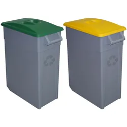 Denox Zeus Set mit 2 Müllcontainern, 130 l Gesamtkapazität, Polyethylen in Grün und Gelb