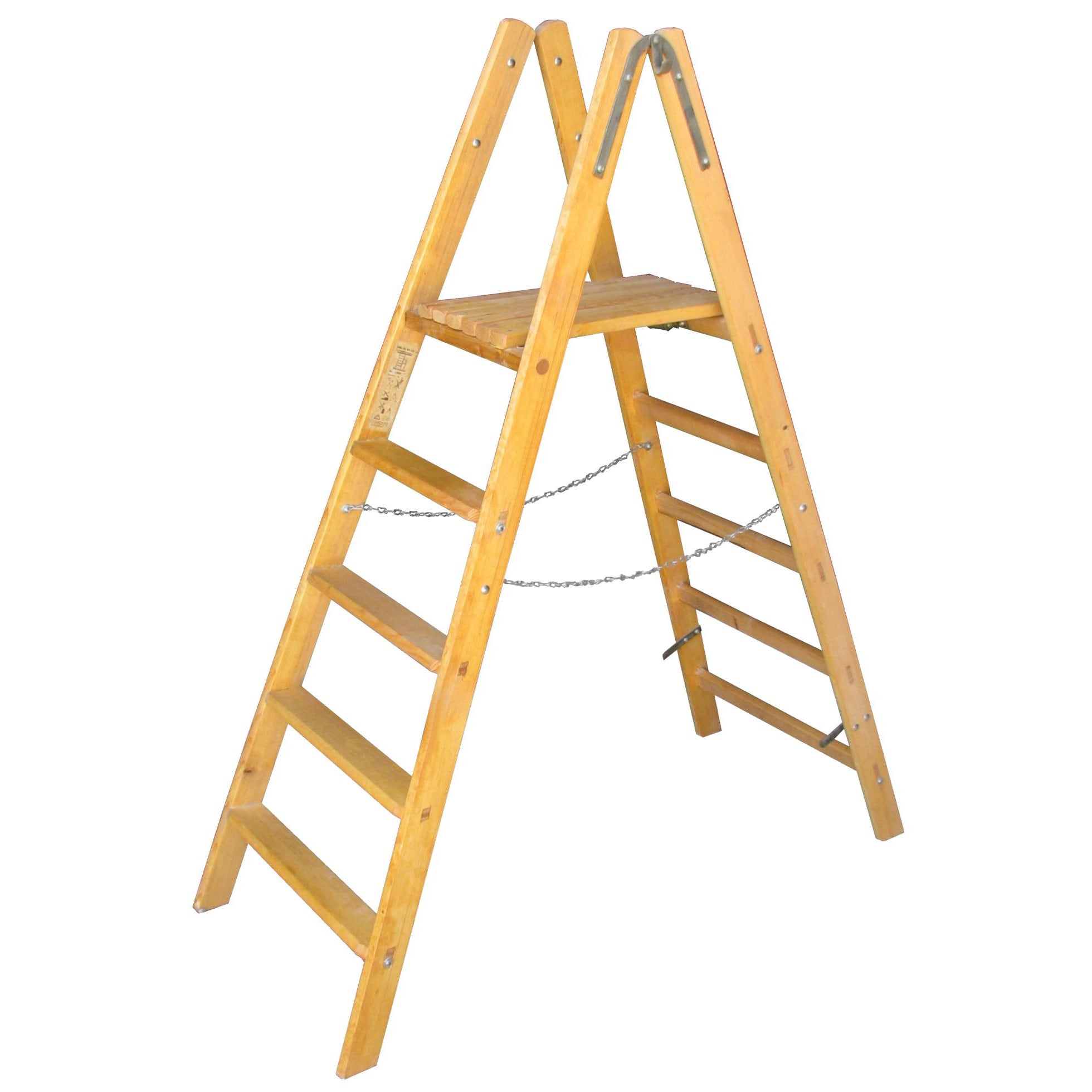 Holz Stehbrettleiter mit 2x8 Sprossen und Stufen