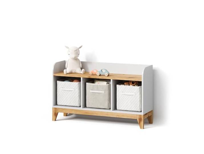 Livinity Kindersitzbank Mailo, Weiß/Artisan, 107.2 x 63.8 cm mit 2 Schubladenpraktische Lösung zur Aufbewahrung von Spielzeug