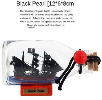 Uplift Treasures Black Pearl Ship In Bottle Decor black Pearl 12cm