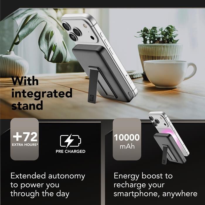 Cellular Line Power Bank Mag Stand Wireless 10000 Mah 45 W Port-nero