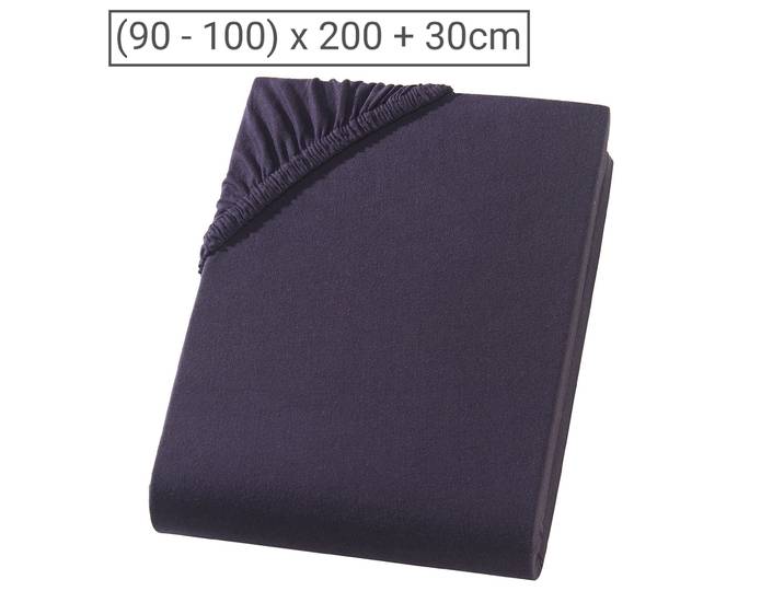 Einzelbett Premium Qualitäts-Jersey Fixleintuch, 100% Baumwolle, schwarz, 90 x 200 cm