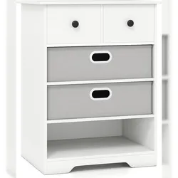 COSTWAY Kommode mit 4 Schubladen, Kommode mit offenen Regalen, Nachttisch, Aufbewahrungstruhe für Schlafzimmer