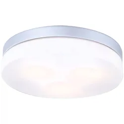Badezimmer Lampe Deckenleuchte Außenleuchte Balkon, Wetterfest, IP44, modern, Glas opal silber, 1x E27 Fassung, DxH 30x7 cm