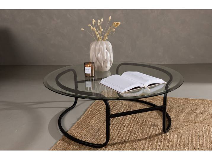 Couchtisch Silento - mit Glasplatte - Schwarz - Luxusbetten24
