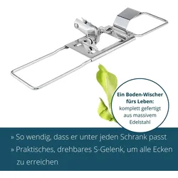 Ha-Ra Set Bodenexpress 42 cm aus Edelstahl mit Mach 6 Bodenfaser & 500 ml Konzentrierte Vollpflege I Universalreiniger I robuster & wendiger Wischmop