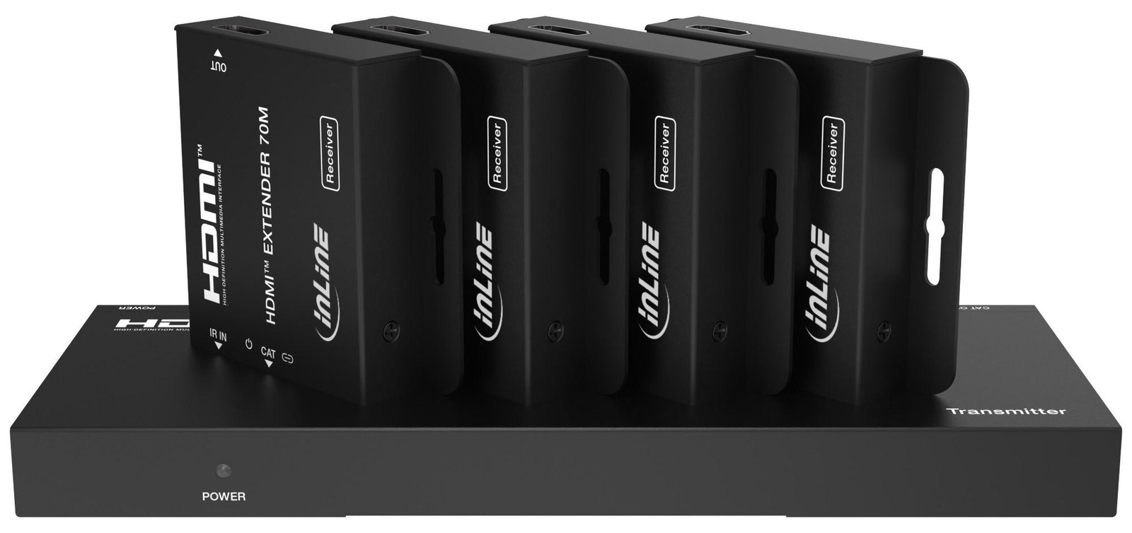 InLine 57886B AV-zender en -ontvanger met kabel, 3840 x 2160 pixels, 70 meter, Zwart