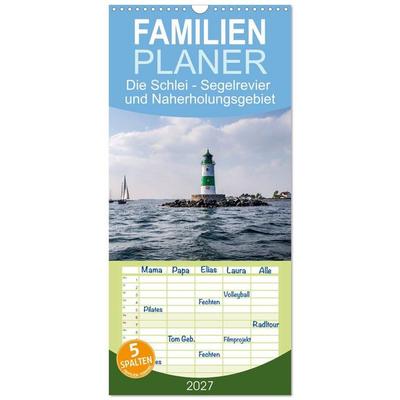 Familienplaner 2027 - Die Schlei - Segelrevier und Naherholungsgebiet mit 5 Spalten (Wandkalender, 21 x 45 cm) CALVENDO