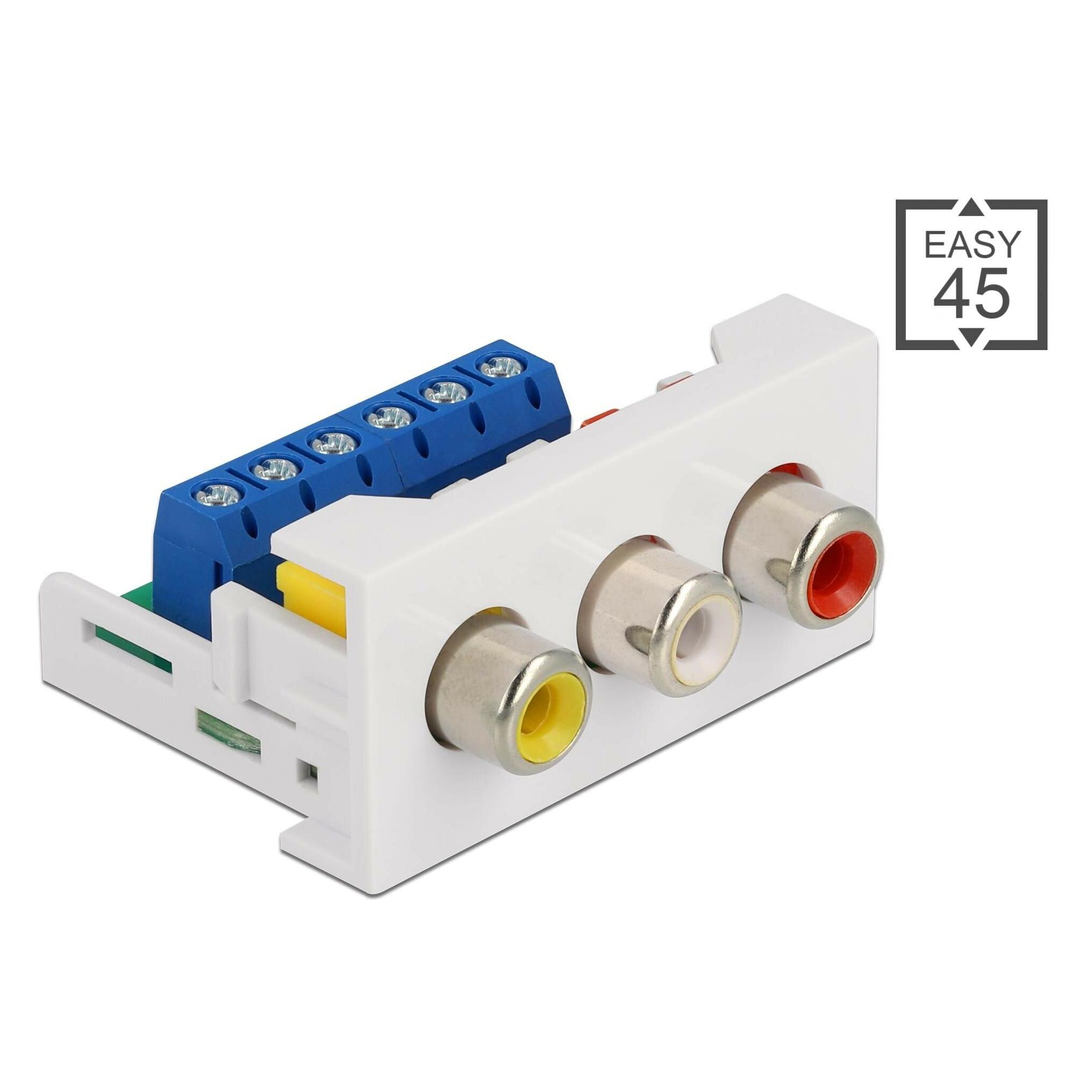 Delock Easy 45 Modul 3 x Cinch Buchse 22,5 x 45 mm (81339)