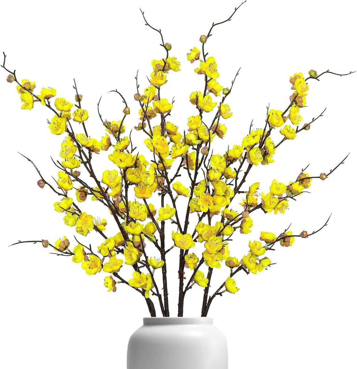 Kunstbloemen Pruimenbloesem Geel - Zijden Bloemen voor Huisdecoratie - 97 cm Lang