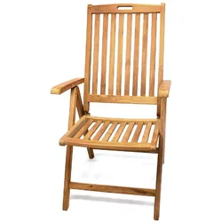 VCM Hochlehner Klappstuhl Gartenstuhl   5-fach verstellbar   Teak Holz behandelt   Maße , H. 110 cm x B. 56 cm x T. 75 cm