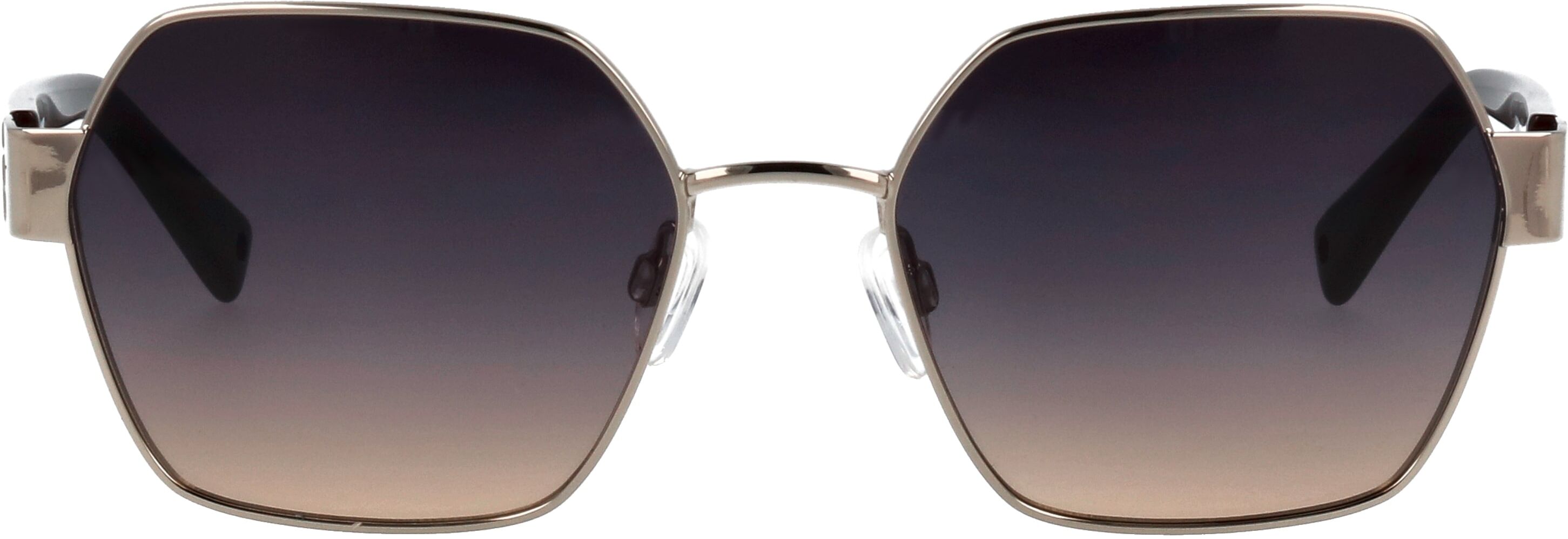 Sonnenbrille BRENDEL EYEWEAR "Modell 905065", Damen, schwarz (silber), metallic, Sonnenbrillen Sonnenbrille, Form Hexagon, Logoschriftzug auf Bügel, Metallfassung silber Einheitsgröße